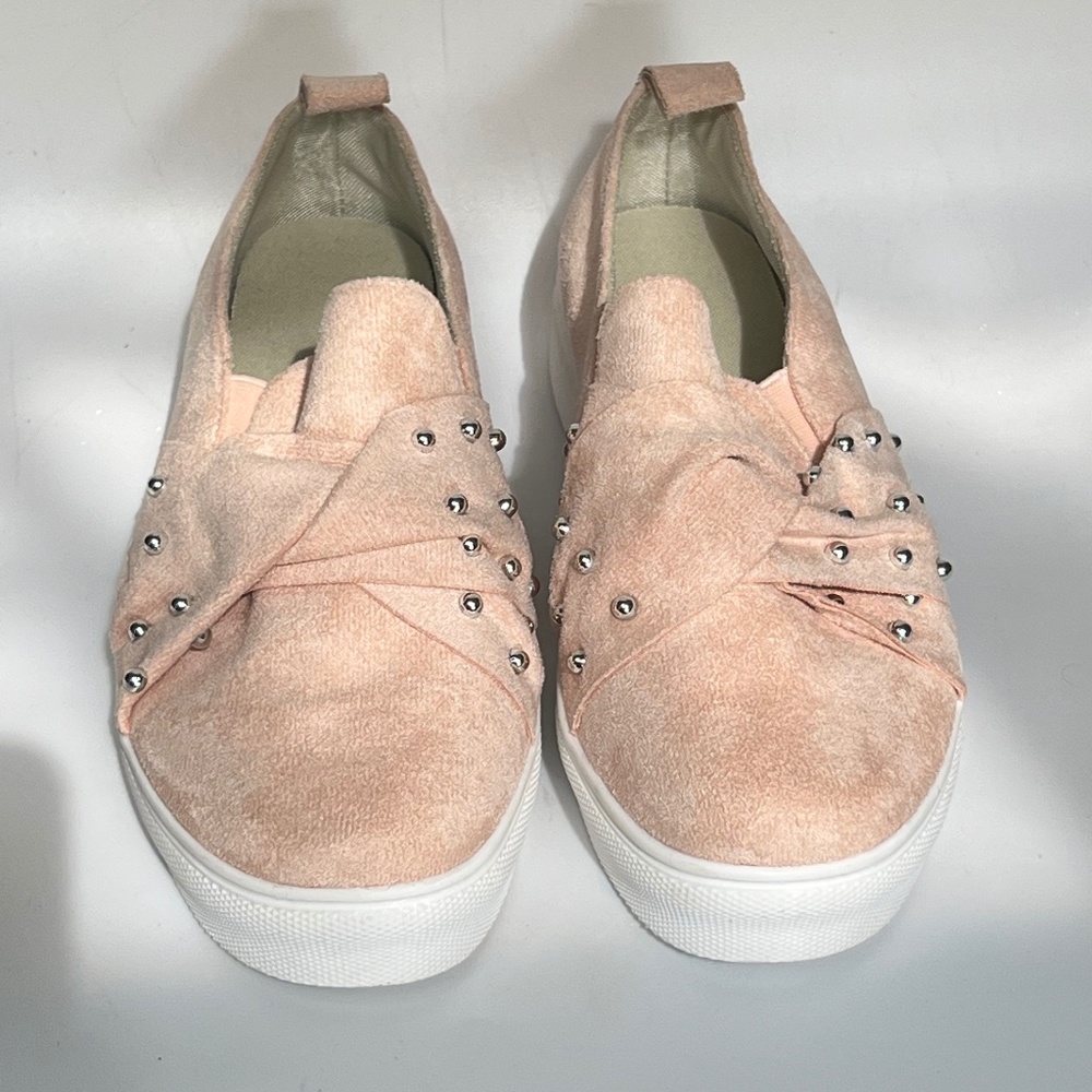 Darling Silver Studded and Pink/Peach Loafers NWT